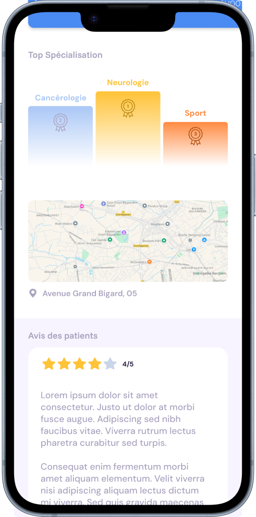 Affichage des spécialités